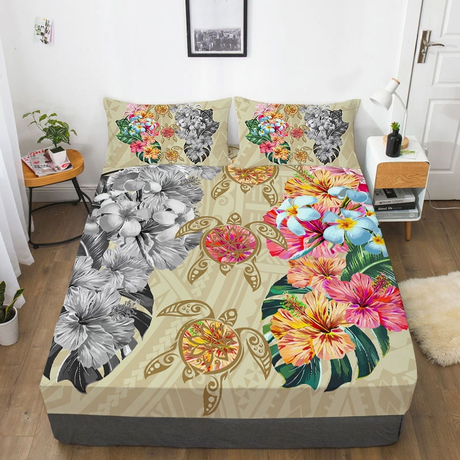 Bed Sheets Unique Design Highend Sea Turtle Printed Bedding Suits Fitted Sheet Home Bedclothes