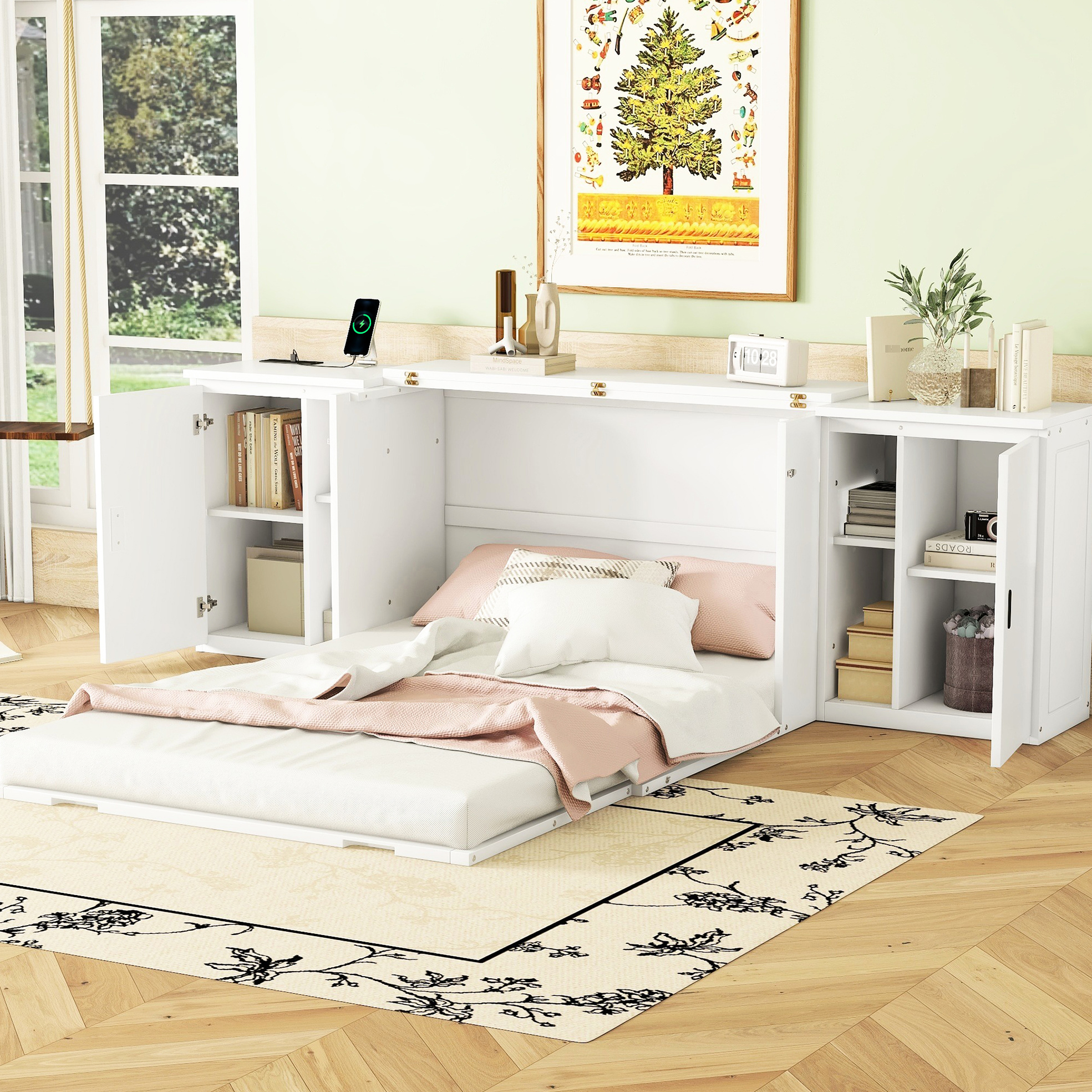 Picture Idea: Bed With Shelves Ports Cabinets Transform Your Guest Bedroom Into