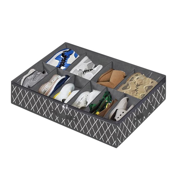 Under Bed Shoe Cabinet Storage for 24 Pairs Featuring Transparent Cover and Bedding Organization Solution for Hidden Closet Space, 75 cm×60 cm×15 cm, Gray