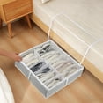 thumbnail image 1 of Under Bed Shoe Organizer with Clear Lid | Low-Profile 5.1 Inch High Fabric Storage Box | Holds 12 Pairs of Shoes | Foldable Dust-Proof Shoe Rack for Closet & Bedroom Organization, 1 of 6