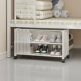 thumbnail image 1 of Under Bed Shoe Rack with Wheels Curtains and Multi-Tier Design, Space-Saving Movable Shoe Cabinet – Large Capacity Entryway Organizer for Hallway Dorm Apartment Small Spaces, 1 of 6