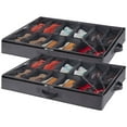 thumbnail image 1 of Leaglojoy Under Bed Shoe Storage Organizer Set of 2, 4.3 Inches Tall Low Profile Fabric Shoes Container Box with Clear Cover, Foldable Storage Bag with 2 Handles, Total Fits 24 Pairs of Shoes, Grey, 1 of 6