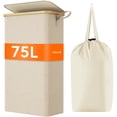 thumbnail image 1 of Lifewit 75L Slim Laundry Hamper with Lid, Narrow Laundry Basket with Removable Bag & Bamboo Handles, Fodable Thin Dirty Clothes Hamper for Laundry Collapsible Bin for Bathroom Bedroom Dorm, Beige, 1 of 9