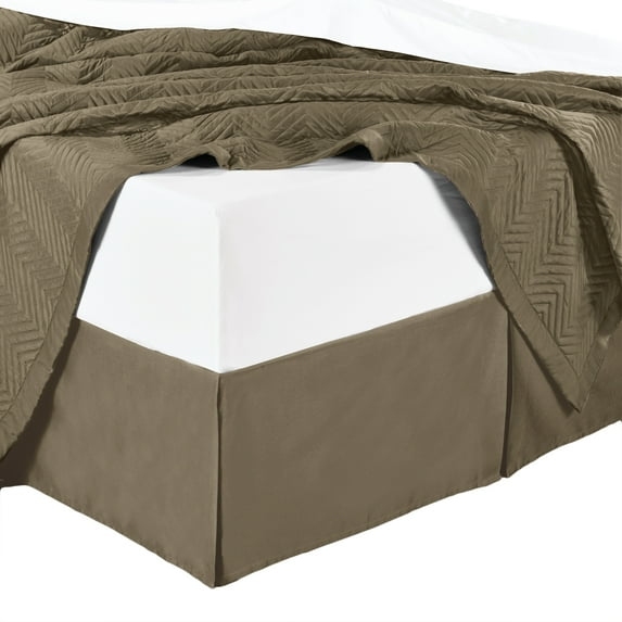 Bed Skirt 100% Cotton Solid 300TC, Split Corner, 15-Inch Tailored Drop Pleated Dust Ruffle-California King - Taupe