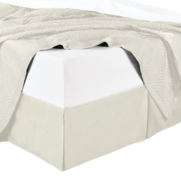 Royal Tradition 100% Cotton Solid Bed Skirt - Pleated Tailored Ruffled Dust Ruffle, 15-Inch Drop (Twin XL To Cal King)