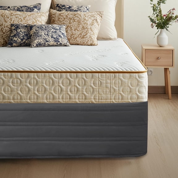 Bed Skirt 14 inch Drop,Blended Quilted Bedframe Cover,Box Spring Cover,wrap Around Bed Skirt,Fade Resistant Dust Ruffle (Charcoal, )