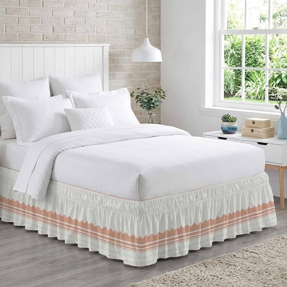 Bed Skirt Abstract Stripes Adjustable Elastic Wrap-Around Dust Ruffle ...