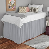 Bed Skirt for College Dorm Room - 100% Microfiber Ruffled Dorm Sized (39" x 80") - Ruffled Dorm Sized Bed Skirt Three Fabric Sides College Dorm Bed Skirt - Light Gray - Twin XL - 42" Inch Drop.