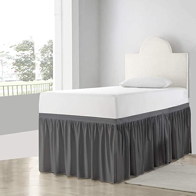 Dorm Bed Skirt Twin XL - Ruffled Three-Sided Skirt, 34 Inch Drop, White, For College Dorm Room