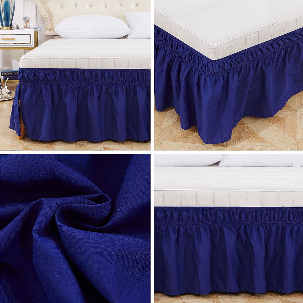 Bed Skirt Elastic Wrap Washable Fade Proof Wrap Around Bed Skirt for