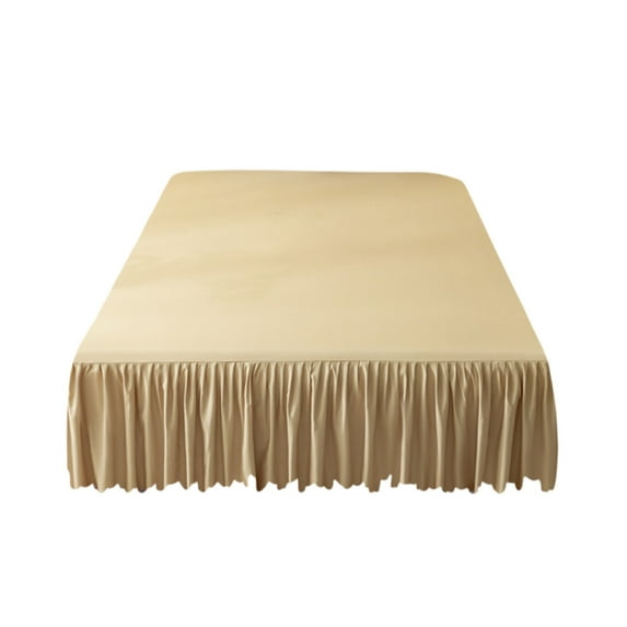 Bed Skirt, Fitted Bed Skirt, Solid Color Washed Cotton Bed Skirt with Ruffled Edge, Non-Slip Elastic Cord, Dirtproof Protective Cover, 150x200cm, Polyester Cotton Blend