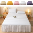 thumbnail image 1 of Bed Skirt Fitted Cover, Solid Color Korean-style Ruffled Edge Bedspread with Non-slip Elastic, Wrinkle-resistant Polyester Cotton Mattress Protector, Topliu, 1 of 8