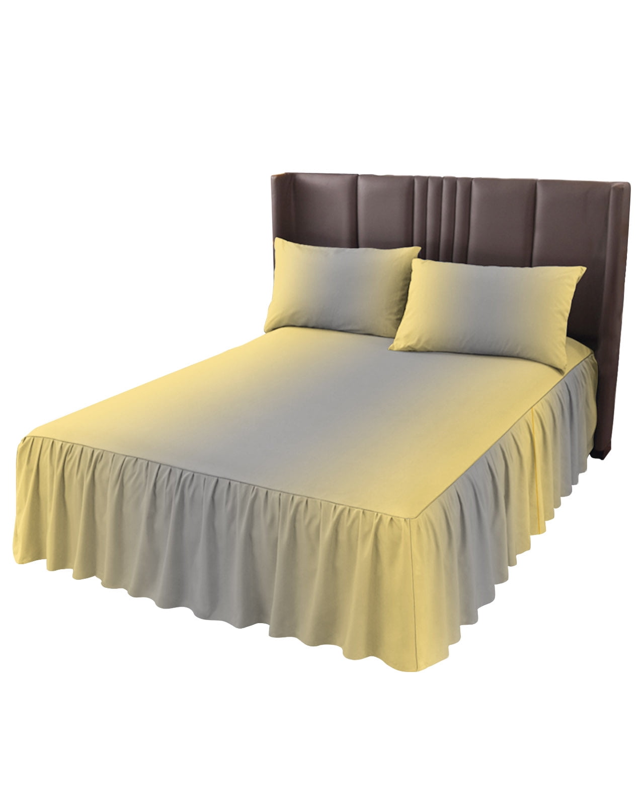 Bed Skirt Full Size 18 Inch Drop, Yellow Gray Ombre Wrap Around Bed ...