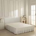 thumbnail image 1 of Bed Skirt Full Size Ruffled Bed Skirt with Split Corners, Ivory Full Bed Skirts 16 Inch Drop with Platform, 16'' Full, 1 of 7
