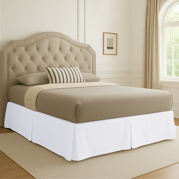 Lux Decor Bed Skirt Full Bed 16 Inch Drop Quadruple Pleated Double Brushed Microfiber, Easy Fit Wrap Around Bedskirt Shrink, Wrinkle & Fade Resistant, White
