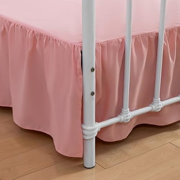 Bed Skirt King Size Ruffled Bed Skirt with Split Corners,12 Inch Drop Dust Ruffle Bed Skirt with Platform, King-12 Inch, Blush