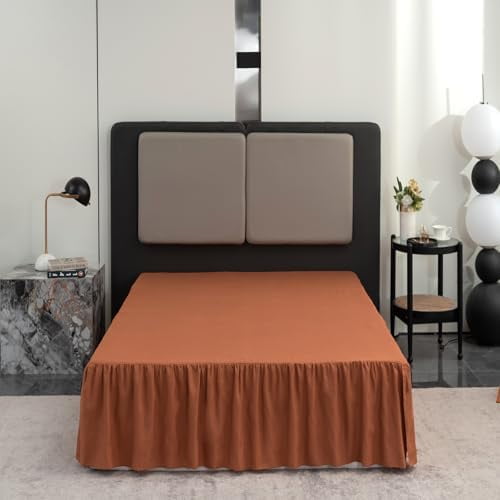 Bed Skirt King Size Ruffled Bed Skirt with Split Corners, 18 Inch Drop Dust Ruffle Bed Skirts with Platform, Terracotta