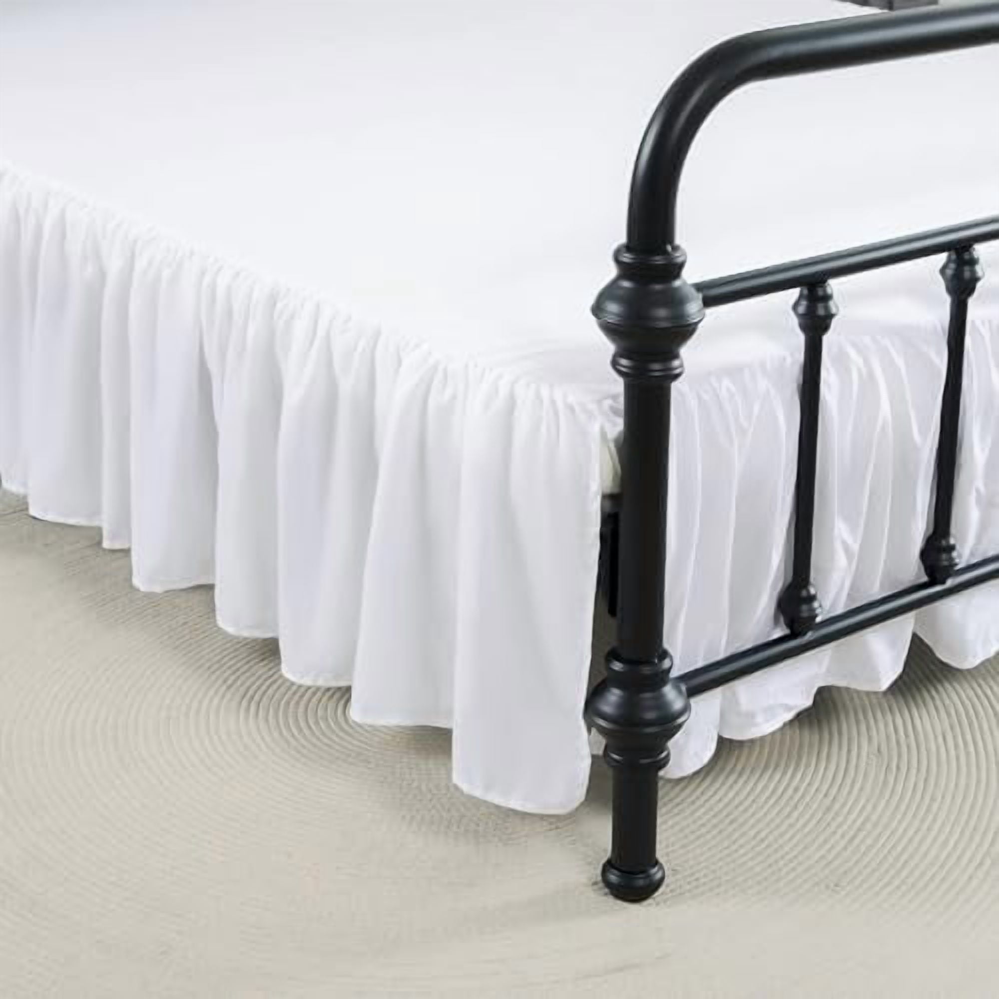 Bed Skirt King Size Ruffled Bed Skirts with Split Corners,16 Inch Drop Dust Ruffle Bed Skirt with Platform, White, King - 16" Drop