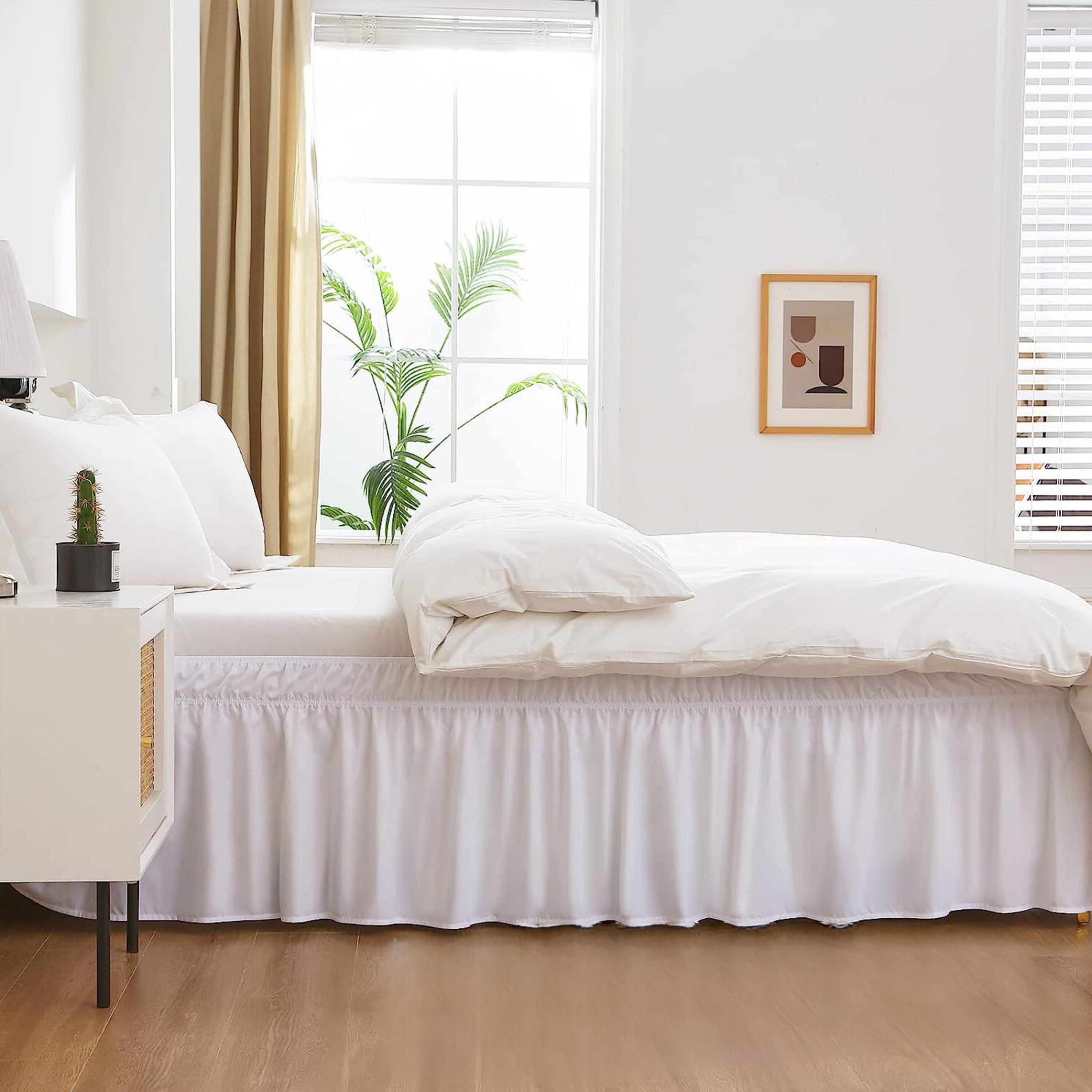 Bed Skirt King Size Wrap Around Bed skirt 18 Inch Drop Easy Fit Gathered Style 3 Sided Coverage