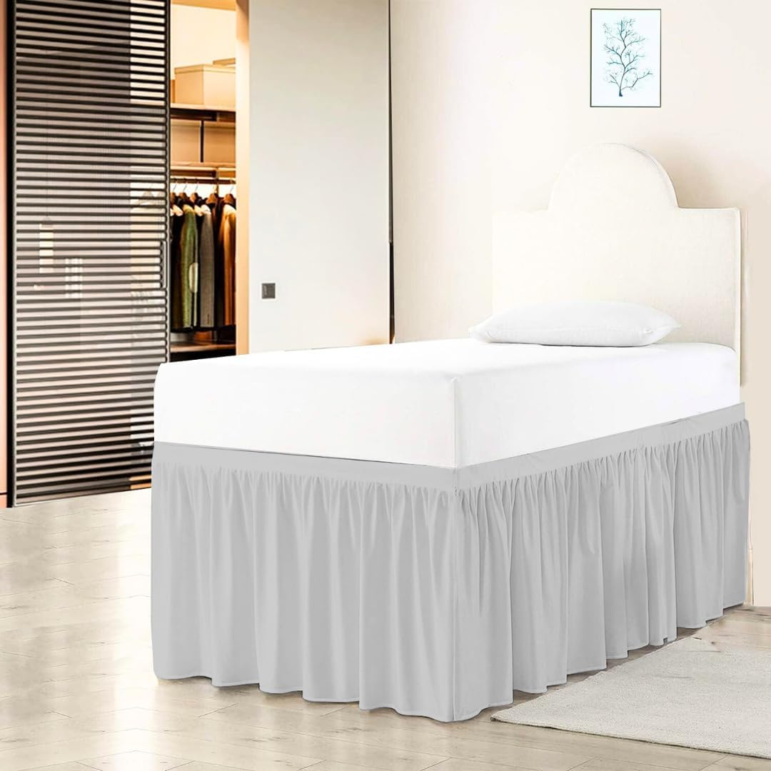 Bed Skirt King Size Wrap Around Bed skirt 21 Inch Depth Easy Fit