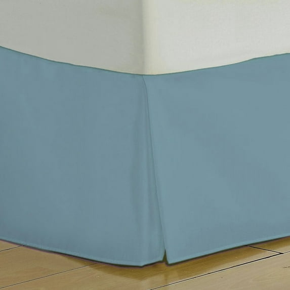 Bed Skirt Long Staple Fiber - Durable, Comfortable & Abrasion Resistant, Quadruple Pleated, 100% Finest Quality by Lux Decor Collection (King ,Blue )
