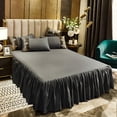 thumbnail image 1 of Bed Skirt Luxury Ruffled Lace, Full Coverage Dirtproof Wear-Resistant, Non-Slip Elastic Secure Fit, Polyester-Cotton, All-Season Bedroom, Multicolor, 200x150cm, 1 of 6
