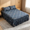 thumbnail image 1 of Bed Skirt with Pillowcases 3 Piece Set Ruffled Bedspread Bed Cover Elastic Dust Ruffle for Under Bed Storage - Polyester Bedroom Decor for Standard Bed, 150x200cm, 1 of 7