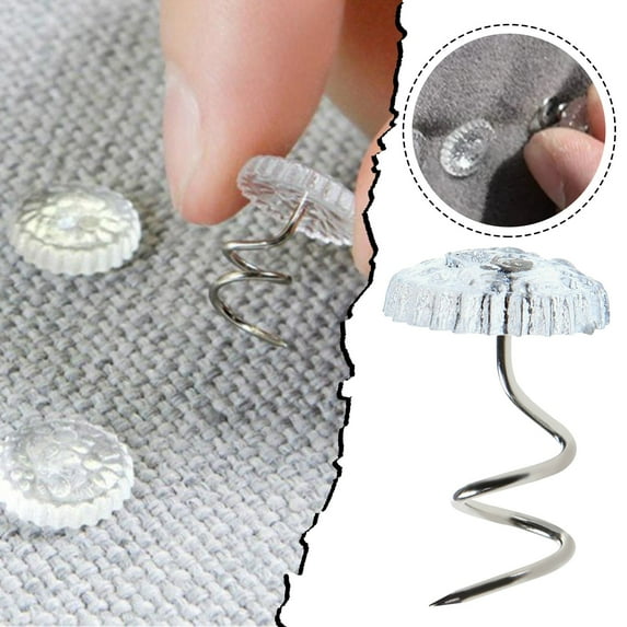 Bed Skirt Pins, Spiral Push Pins, Heavy Duty Headliner Pins, Clear Heads Twist Pins for Upholstery, Slipcovers and Bedskirts, Bedskirt Pins, 80 Pcs, 0.39x0.59"