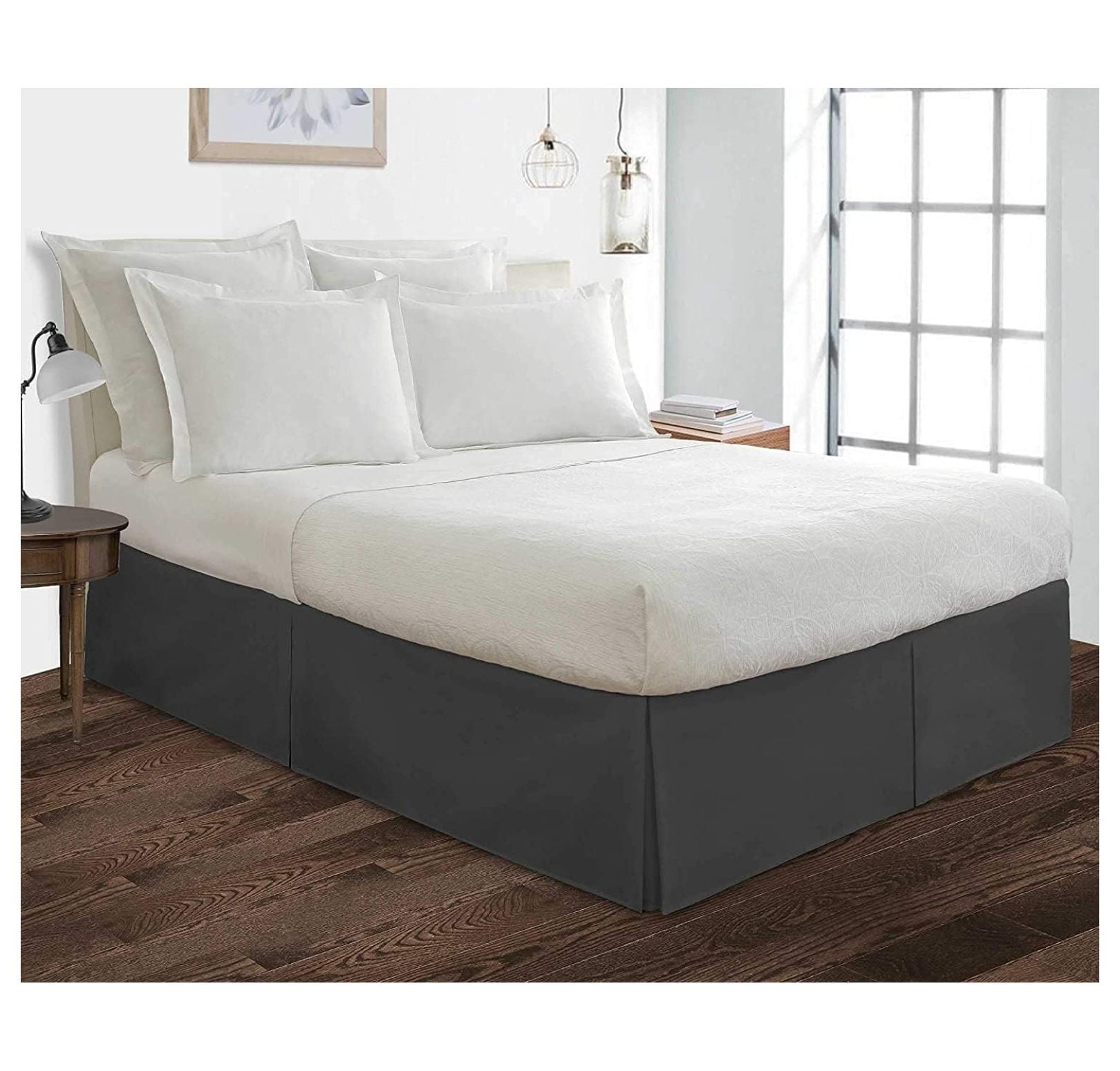 Bed Skirt Queen Size 100 Cotton Blend Fabric, Premium Tailored Fit 1pc