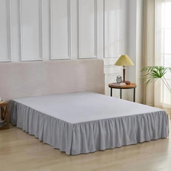 Bed Skirt Queen Size Ruffled Bed Skirt with Split Corners, Queen Bed Skirts 12 Inch Drop, Queen Size Bed Skirting with Platform, 12'' Queen, Silver Gray