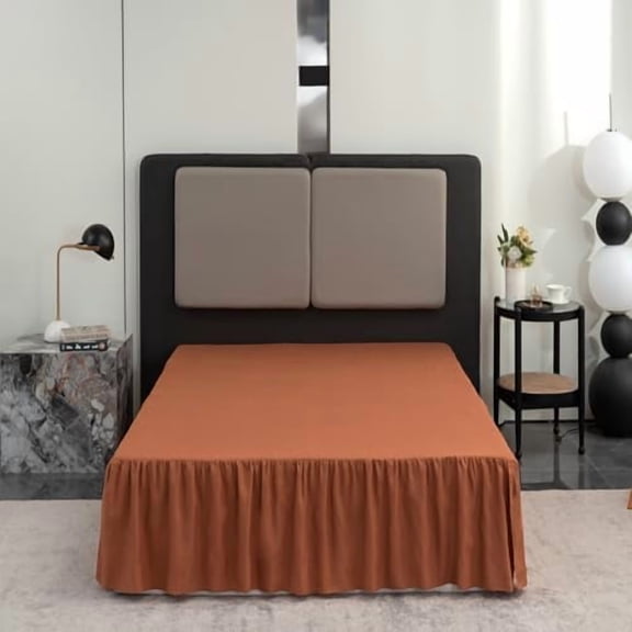 Bed Skirt Queen Size Ruffled Bed Skirt with Split Corners, 12 Inch Drop Dust Ruffle Bed Skirts with Platform, Terracotta