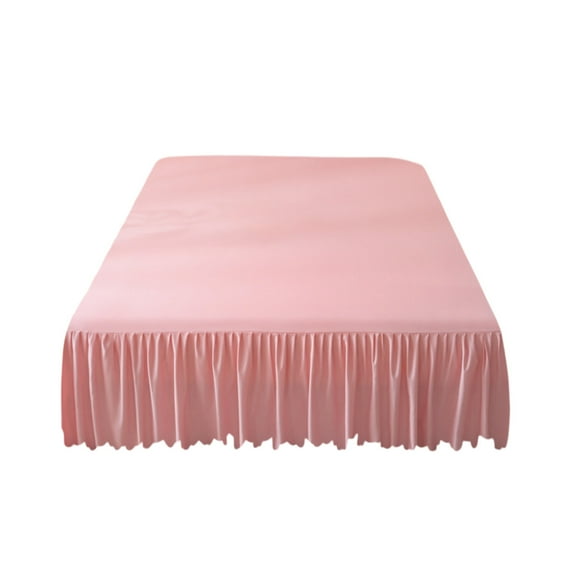 Bed Skirt Solid Color Bed Skirt Simple Design Washed Cotton Edge Non-Slip Mattress Cover Protective Dust Ruffle for Bedroom Decorative Fitted Skirt with Elastic for Home Use Mattress Cover