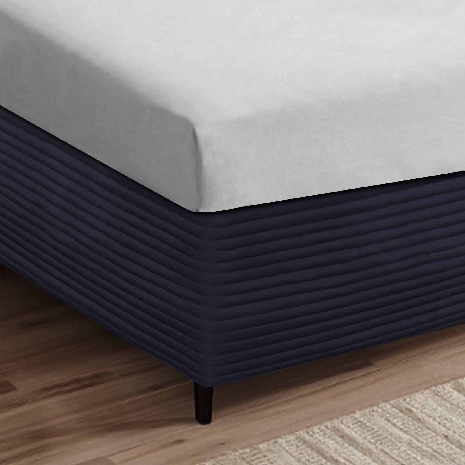 Bed Skirt with Spilt Corner 15 Inch Drop, Polyester Blended Quilted Bed Wrap,Modern Dust Ruffle, Anti-Wrinkle & Fade Resistant, Dust Proof for Bedroom