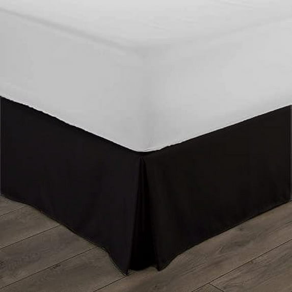 Bed Skirt Split Corner Cal King Size Cotton Blend Fabric 1 Piece Bedskirt Cal King Size 24 Inch Drop Length, Black