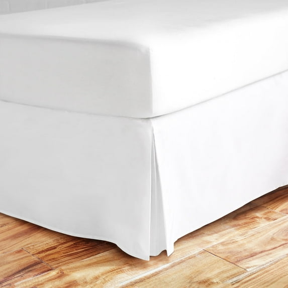 Bed Skirt Split Corner Queen 600 Threadcount 100% Natural Cotton Queen Size One Bed Skirt Split Corner White 18'' Inch Drop Super Soft