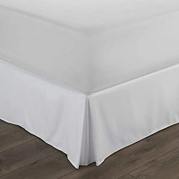 Bed Skirt Split Corner Twin Size Cotton Blend Fabric 1 Piece Bedskirt Twin Size 15 Inch Drop Length, White