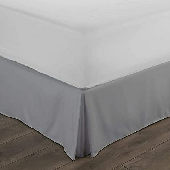 Bed Skirt Split Corner Twin Size Cotton Blend Fabric 1 Piece Bedskirt Twin Size 21 Inch Drop Length, Silver Grey