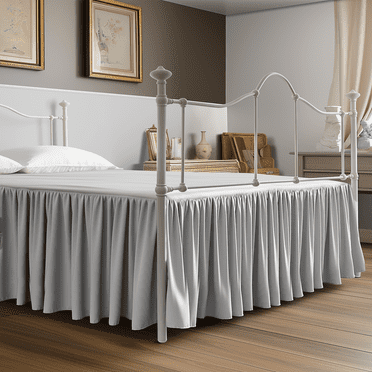 Bed Skirt Twin Size White Ruffled Bed Skirts with Split Corners Dust Ruffle Bed Skirt with Platform 18 Inch Drop, Light Gray