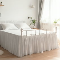 Bed Skirt Twin Size White Ruffled Bed Skirts with Split Corners Dust Ruffle Bed Skirt with Platform 18 Inch Drop