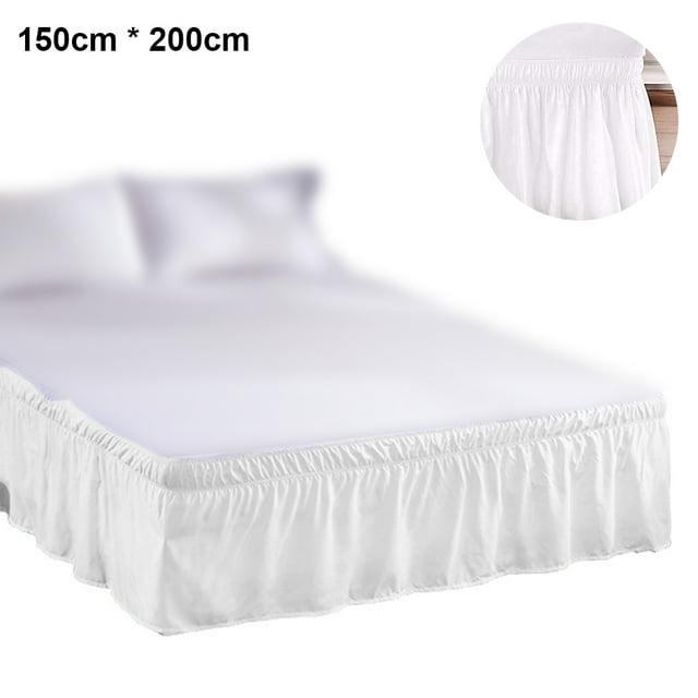 Bed Skirt WhiteWrapAround Dust Ruffles, 150*200cm Drop EasyInstall