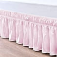 thumbnail image 1 of Bed Skirt Wrap Around 12" Drop, Fully Elastic Dust Ruffle, Extra Soft and Luxury, Fade Resistant, Machine Washable Luxurious Fabric, Full Size - Pink Solid., 1 of 5
