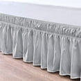 thumbnail image 1 of Bed Skirt Wrap Around 12" Drop, Fully Elastic Dust Ruffle, Extra Soft and Luxury, Fade Resistant, Machine Washable Luxurious Fabric, Queen Size - Light Grey Solid., 1 of 5