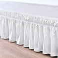 thumbnail image 1 of Bed Skirt Wrap Around 18" Drop, Fully Elastic Dust Ruffle, Extra Soft and Luxury, Fade Resistant, Machine Washable Luxurious Fabric, Full Size - White Solid., 1 of 5