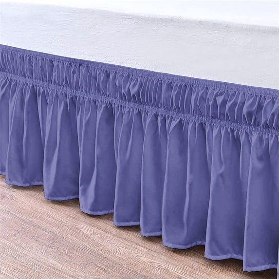 Bed Skirt Wrap Around 30" Drop, Fully Elastic Dust Ruffle, Extra Soft and Luxury, Fade Resistant, Machine Washable Luxurious Fabric, Olympic Queen Size - Royal Blue Solid.