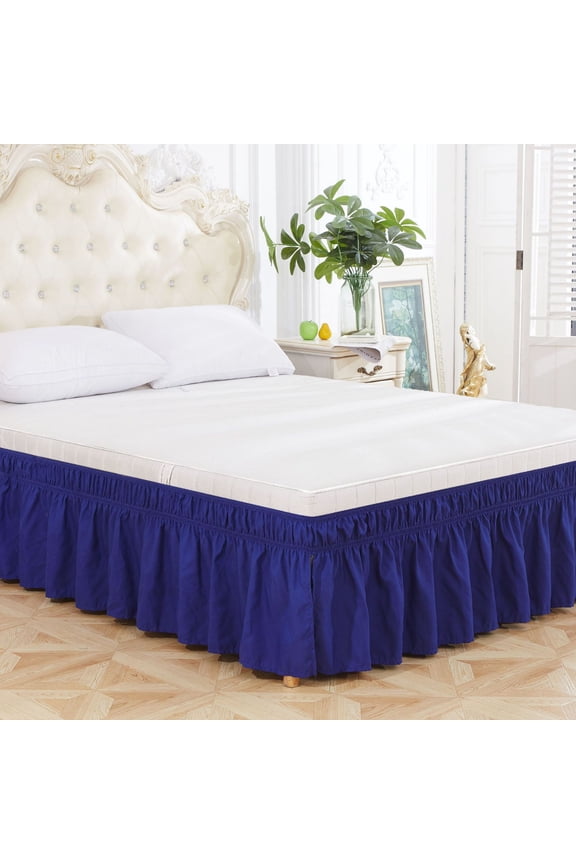Bed Skirt Wrap Around Elastic Ruffles with Elastic Belt