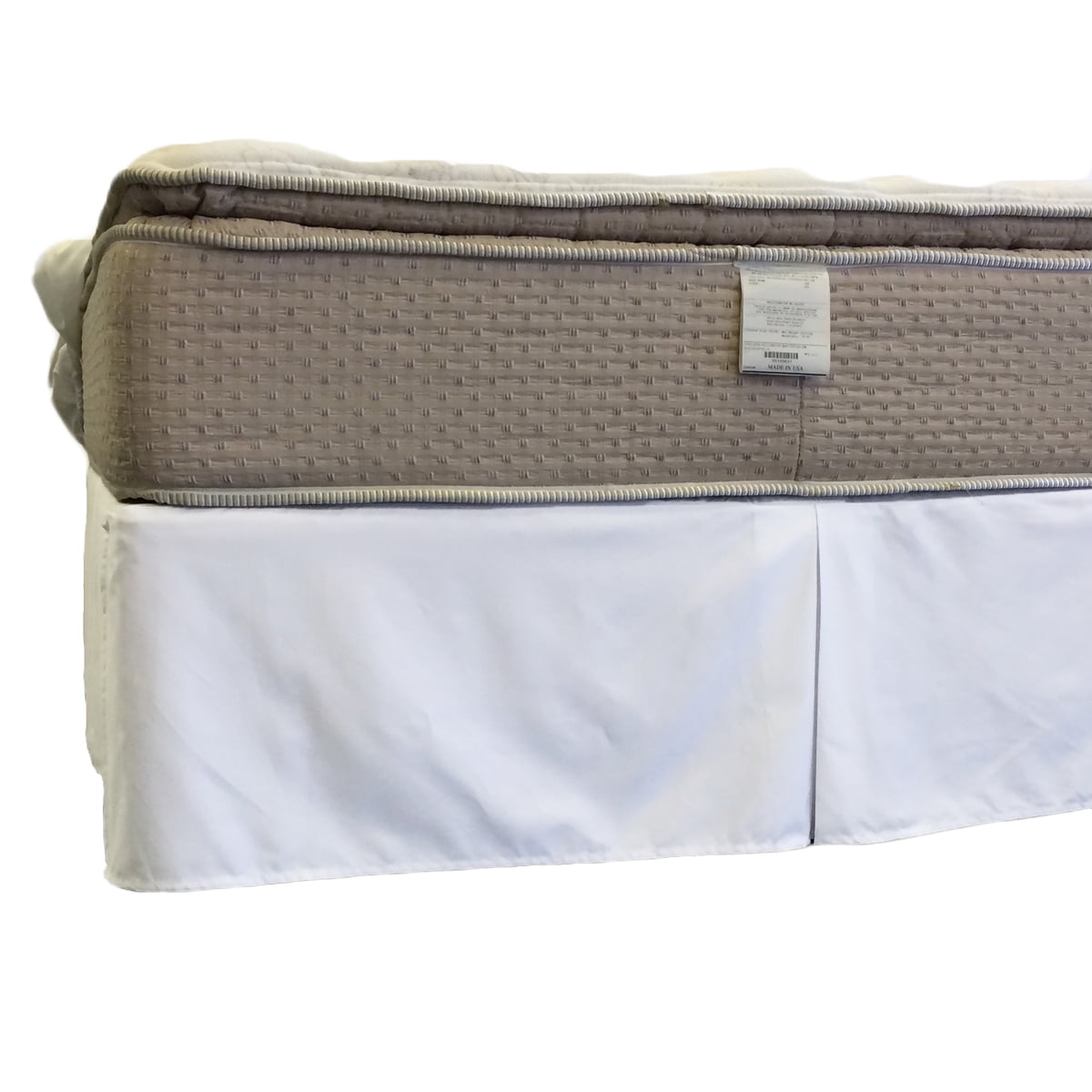 Bed Skirt Wrinkle Free Cotton Blend 650 Thread Count, Split Corner, 15-Inch Tailored Drop Pleated Dust Ruffle- King - White