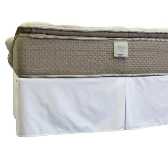 Bed Skirt Wrinkle Free Cotton Blend 650 Thread Count, Split Corner, 15-Inch Tailored Drop Pleated Dust Ruffle- King - White