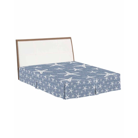Bed Skirts King Size 16 Inch Tailored Drop Coastal Starfish Wrap Around Bed Skirt with Split Corners Hotel Quality Bedskirt Ocean Marine Life Dust Ruffle Pleated for King Bed Skirt Bedroom Decor