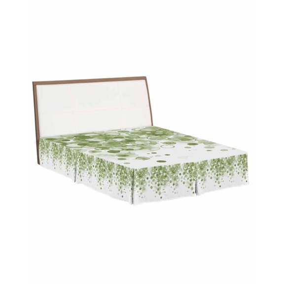Bed Skirts King Size 16 Inch Tailored Drop Sage Green Ink Points Wrap Around Bed Skirt with Split Corners Bedskirt Abstract Art Bubble Dust Ruffle Pleated for King Bed Skirt Bedroom Decor