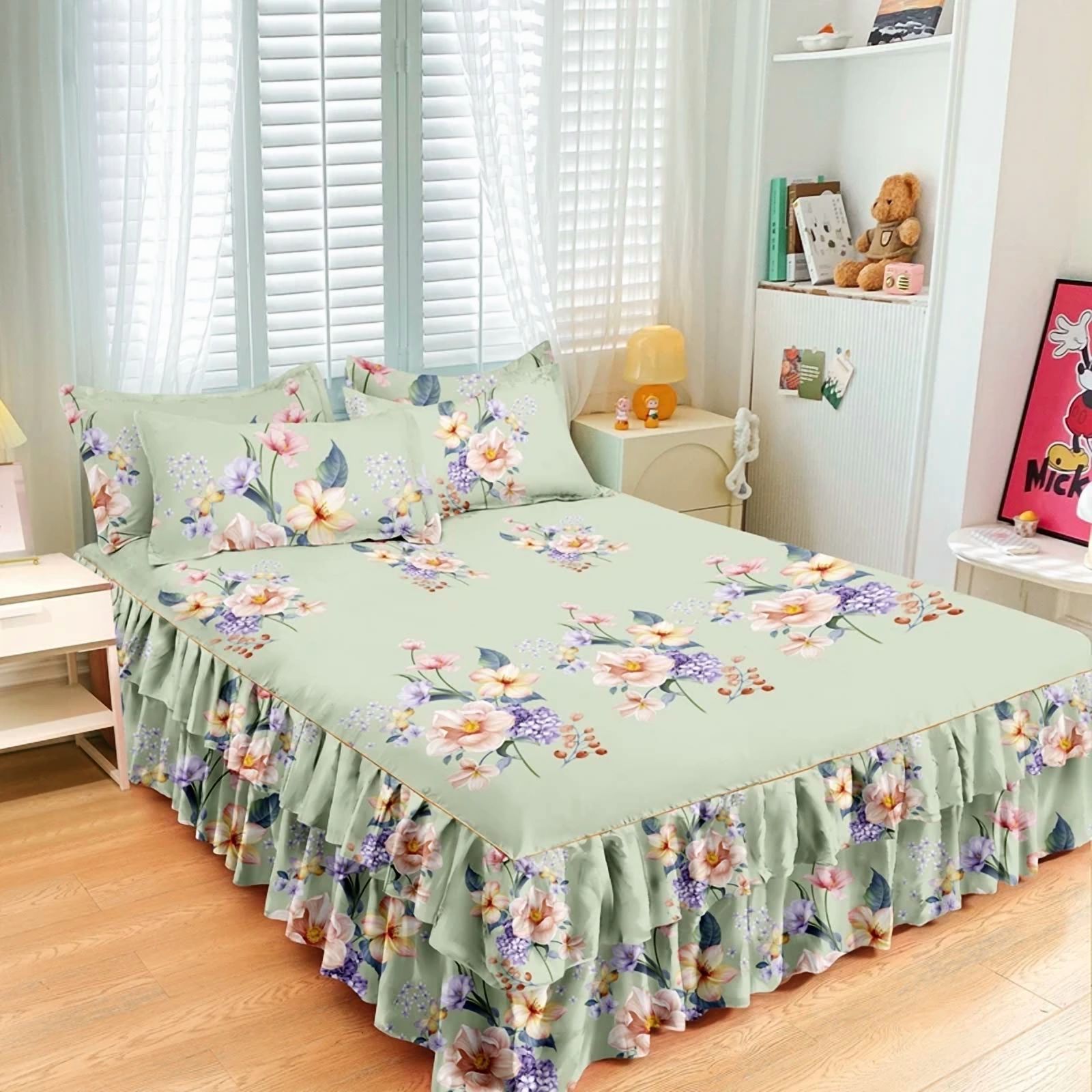Image showcasing Bed Skirts Ruffle Skirt Bedspread Home Textile Printed Bed Skirt ...